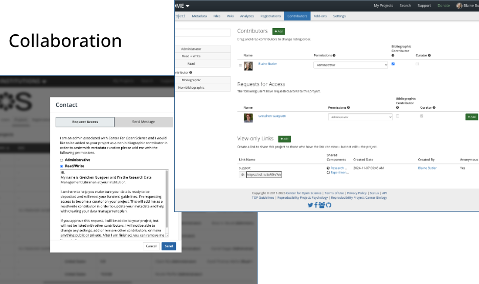 messaging and curation functionality