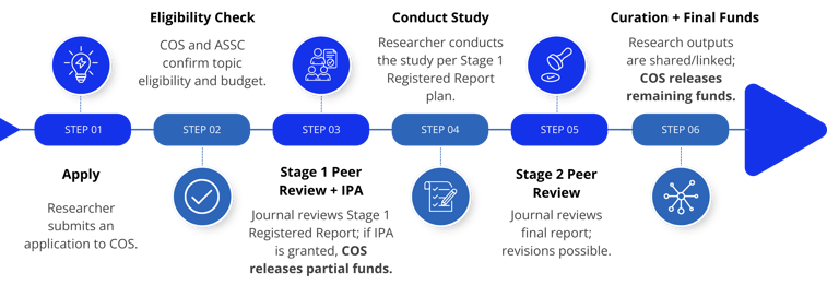 A schematic depicting the funding and publication process for the Funding Consciousness with Registered Reports initiative.