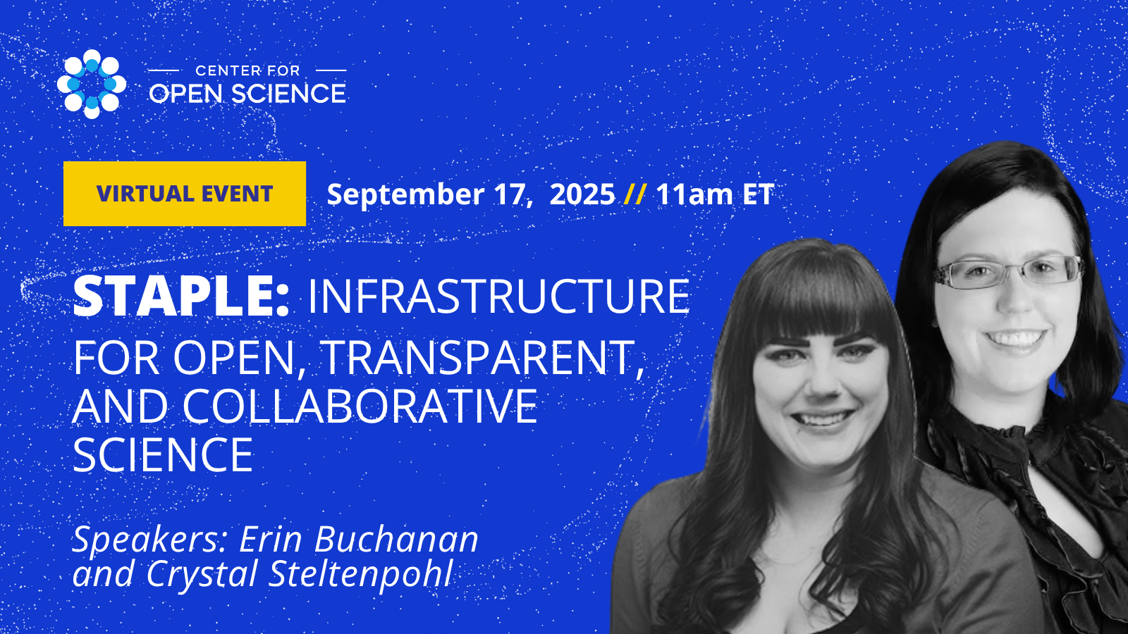 Webinar image registration link to STAPLE: Infrastructure for Open, Transparent, and Collaborative Science