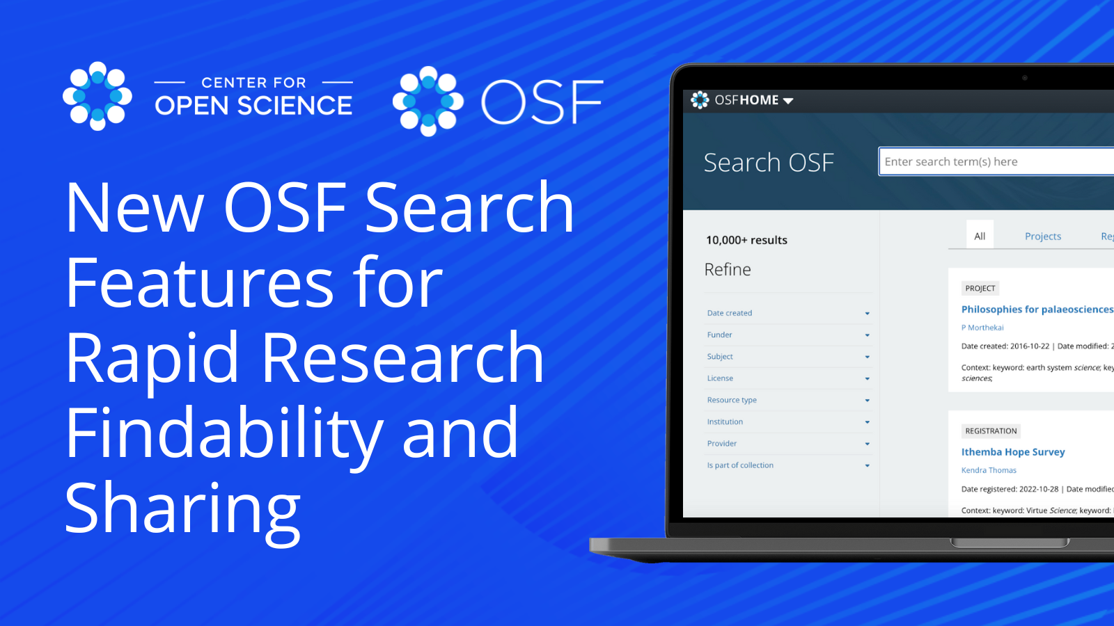 New OSF Search Features for Rapid Research Findability and Sharing