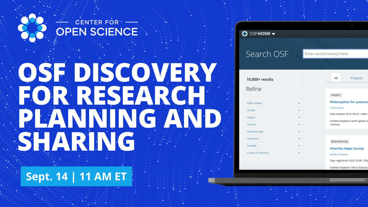 OSF Discovery for Research Planning and Sharing